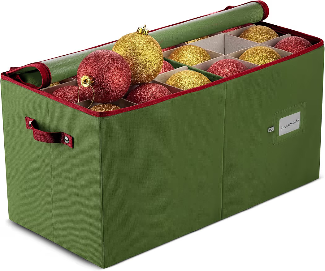 ZOBER Large Christmas Ornament Storage Box - Stores 54 4" Large Ornaments, With Dividers - Orname... | Amazon (US)