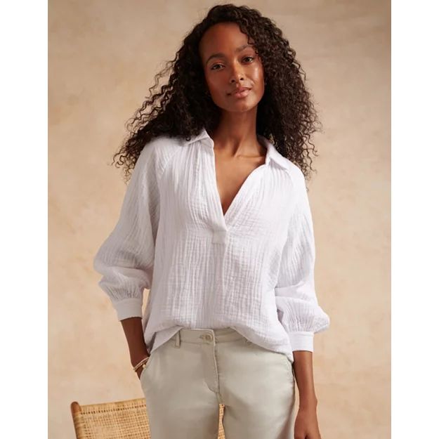 Organic Double-Cotton Pop-Over Shirt | The White Collection | The  White Company | The White Company (UK)