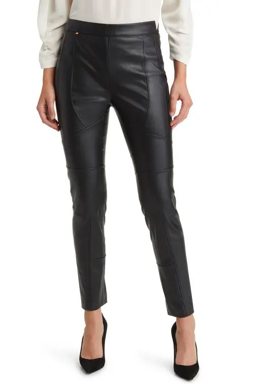 BOSS Tacka Slim Fit Faux Leather Pants in Black at Nordstrom, Size 12 | Nordstrom