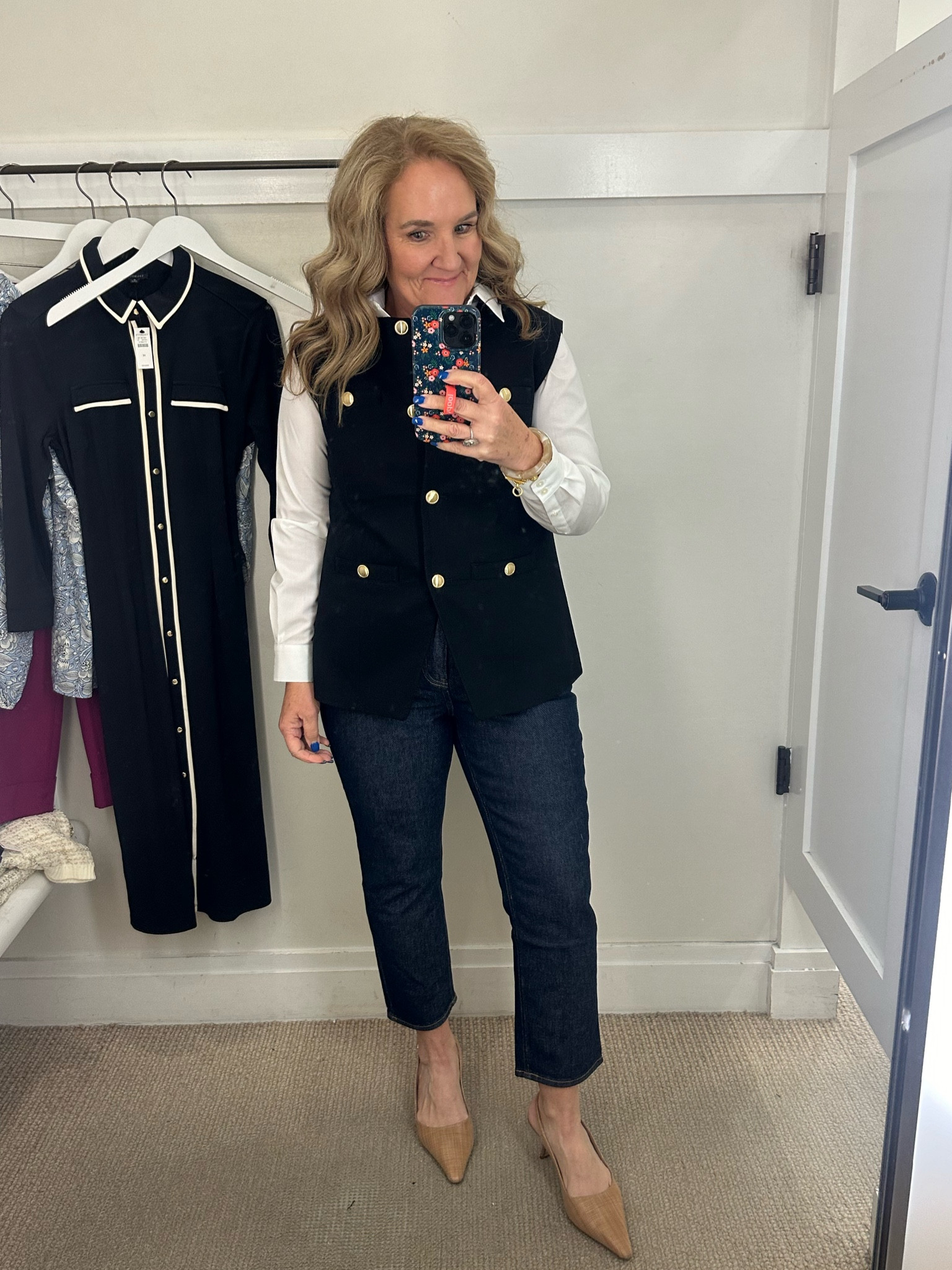 Styling the vest from the reel more elevated than the leggings. 

Wearing size 8 in the vest, and 10 petite in these slim straight jeans. The blouse is fitted too. Size 10 petite. Check out the Talbots sale! 

Talbots jeans Talbots business casual fall Outfits 

#LTKMidsize #LTKSaleAlert #LTKOver40
