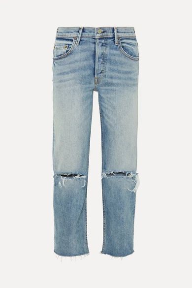 GRLFRND - Helena Distressed High-rise Straight-leg Jeans - Light denim | NET-A-PORTER (UK & EU)