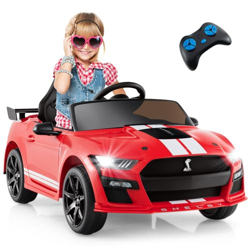 Licensed Ford Mustang GT500 Ride on Car for Kids by INFANS, Battery Powered Electric Vehicle with Remote Control, Headlight, Power Display, USB, Music, Electric Car for Kids to Drive Age 3+ (Red) | Amazon (US)