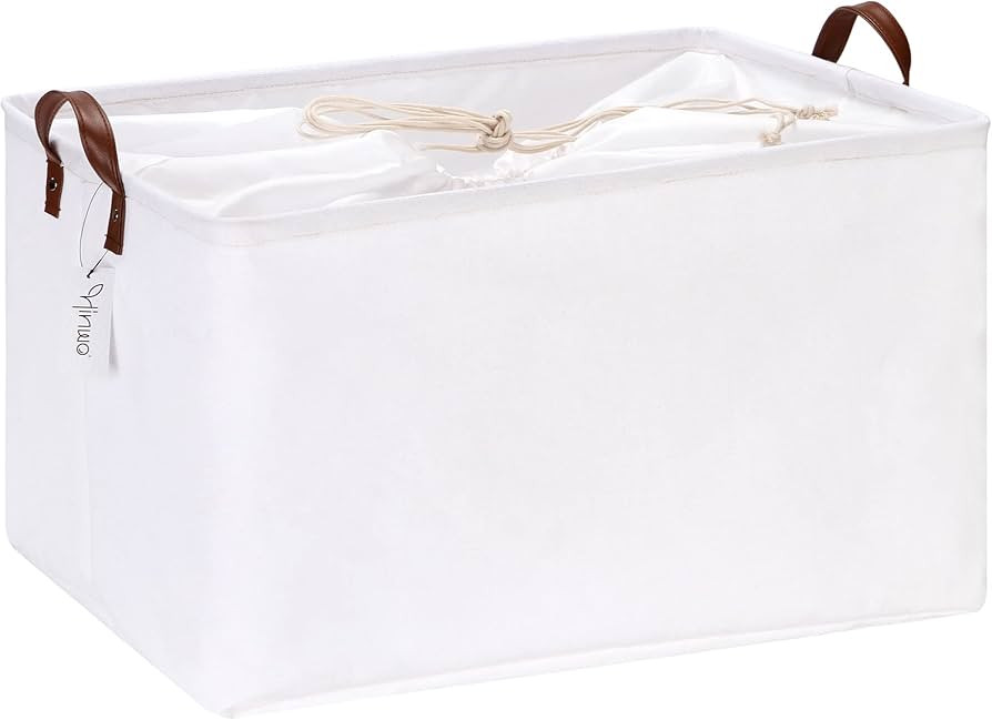 Hinwo 70L Extra Large Capacity Storage Basket Canvas Fabric Storage Bin Collapsible Storage Box w... | Amazon (US)