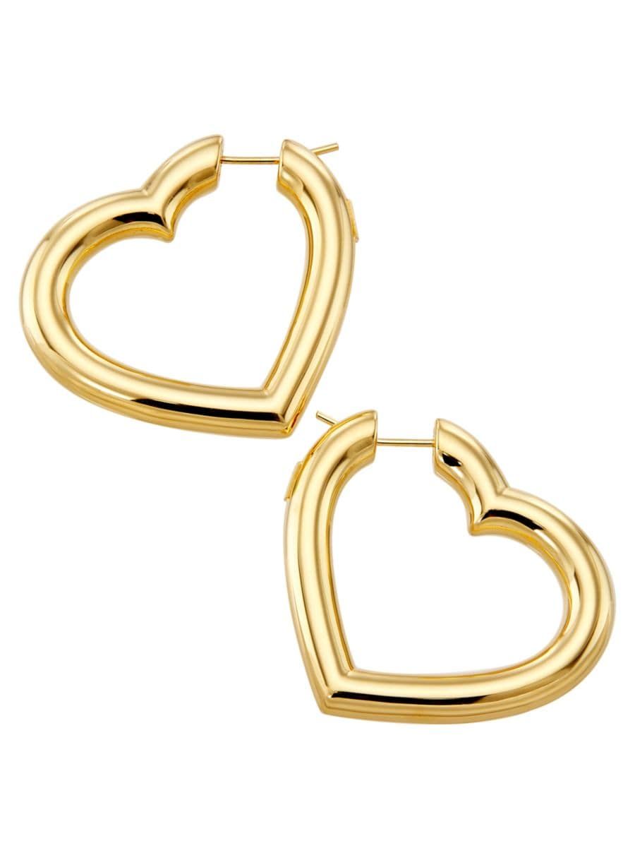 14K Yellow Gold Medium Heart Hoop Earrings | Saks Fifth Avenue