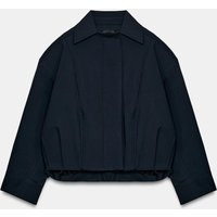 Zara - Zw Collection Bomber Jacket - Dark Navy - S - Woman | Zara UK
