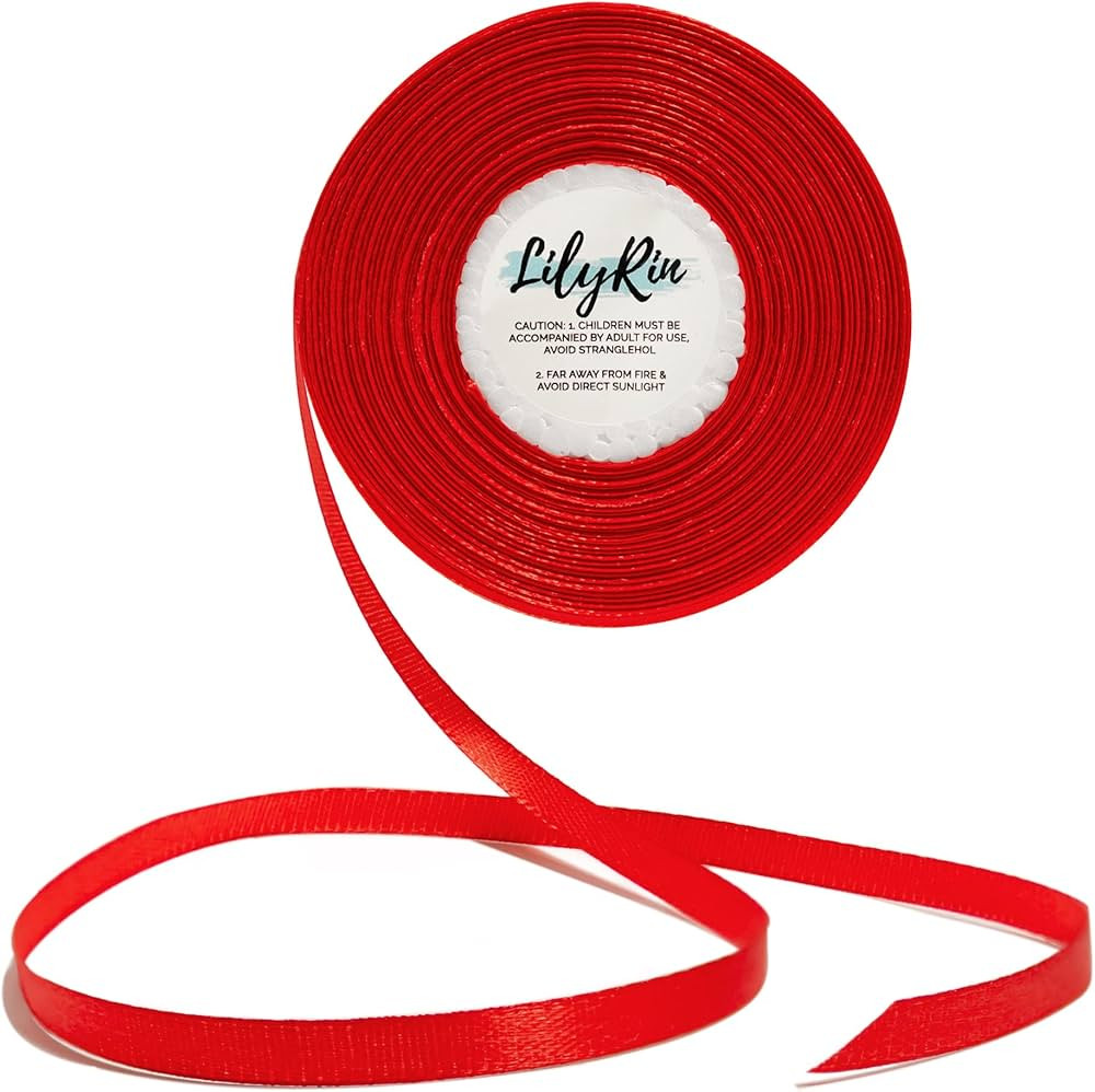Red Ribbon 1/4 Inches 36 Yards Satin Roll Perfect for Scrapbooking, Art, Wedding, Wreath, Packing... | Amazon (US)