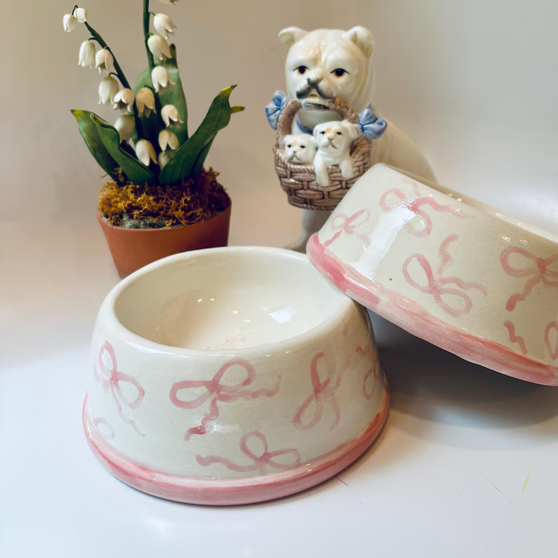 Pink Bows Dog Bowl - Small ***COPYWRITED DESIGN | Etsy (US)