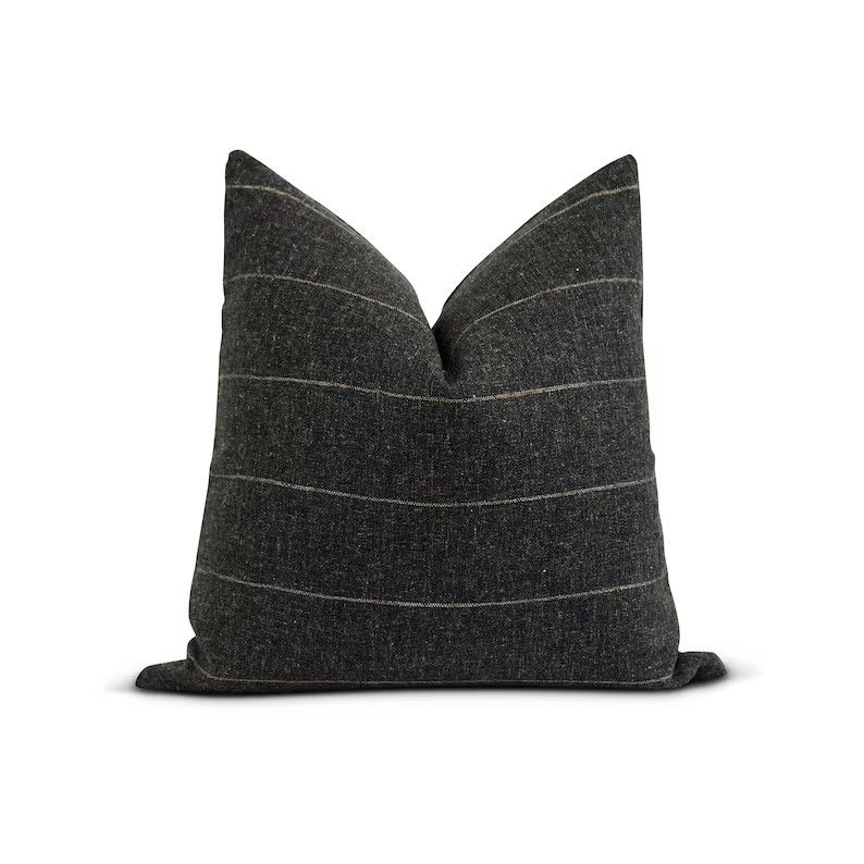 18 20 22 Charcoal Striped Pillow Cover Dark Gray and Tan - Etsy | Etsy (US)