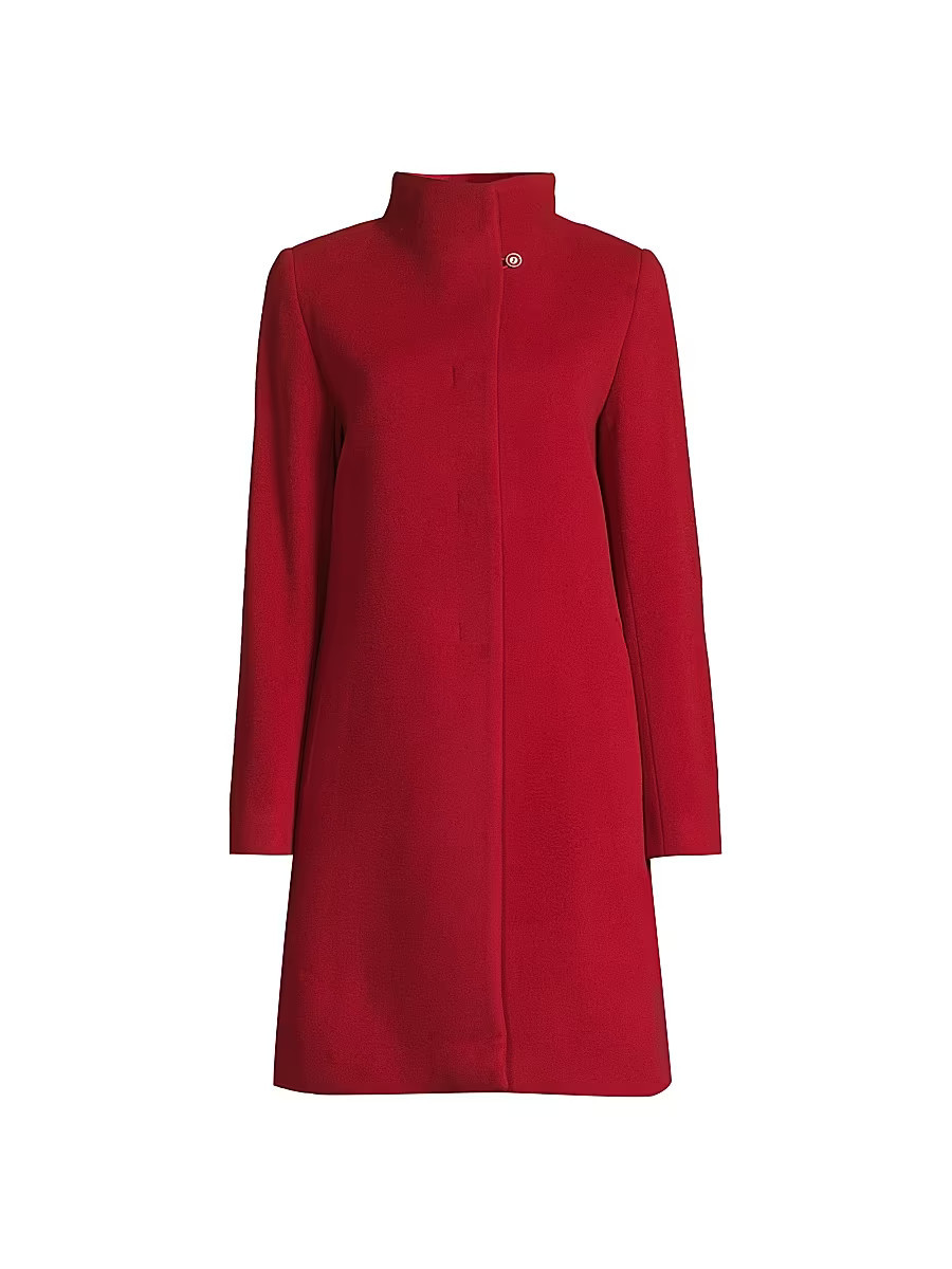 Women's Icons Envelope Collar Mid Length Coat - Red - Size 12 | Saks Fifth Avenue