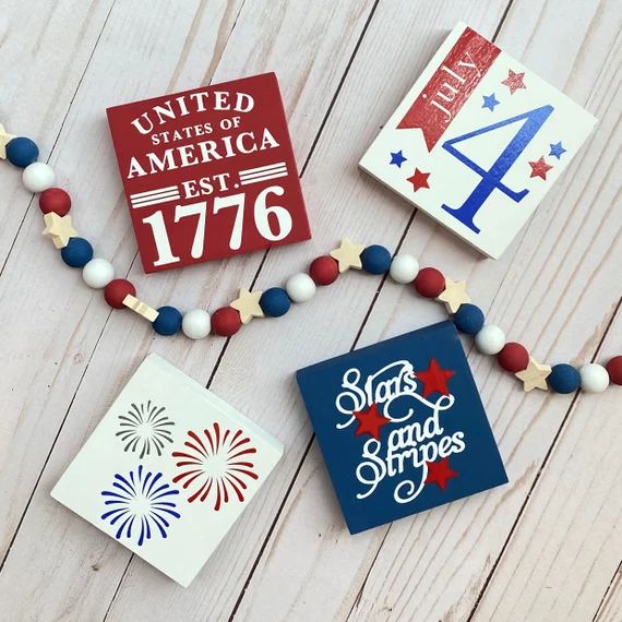Tier Tray Signs // 4th of July Signs // Independence Day Decor | Etsy | Etsy (US)