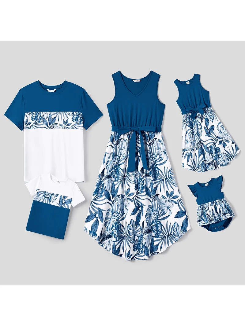 PatPat Women Dresses Casual Plant Print Splice Belted Tank Dresses Family Matching Mommy and Me D... | Walmart (US)