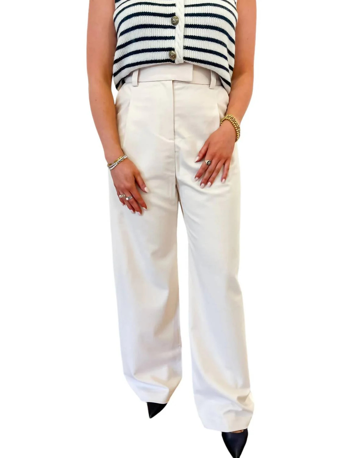 Wide Leg Trouser Pants In Cream | Shop Simon