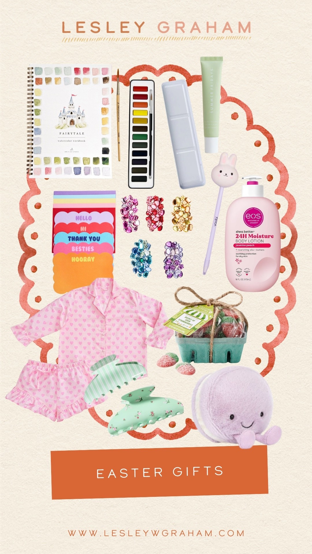 Teen girl Easter gifts! Girly pajamas (on sale!) beauty faves, stationary, painting set and the cutest macaron jelly cat! 

#LTKKids #LTKmomlife #LTKSeasonal