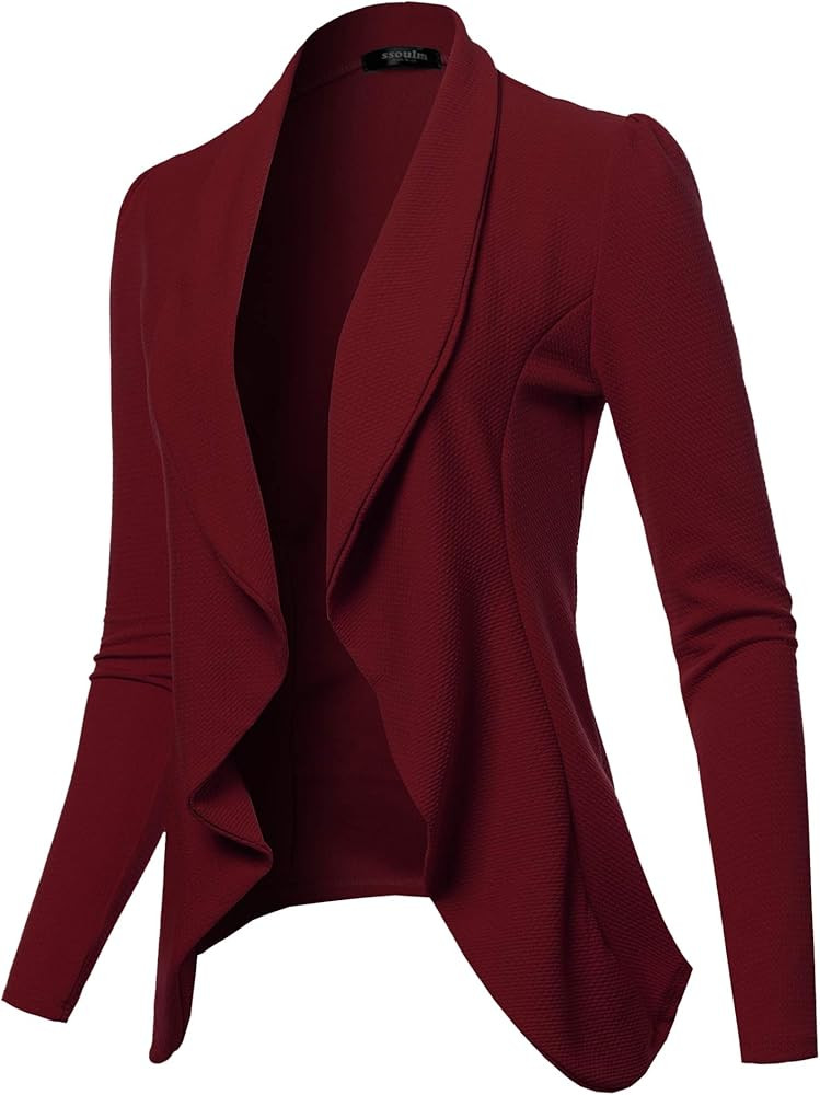 SSOULM Women's Long Sleeve Classic Draped Open Front Lightweight Blazer with Plus Size | Amazon (US)