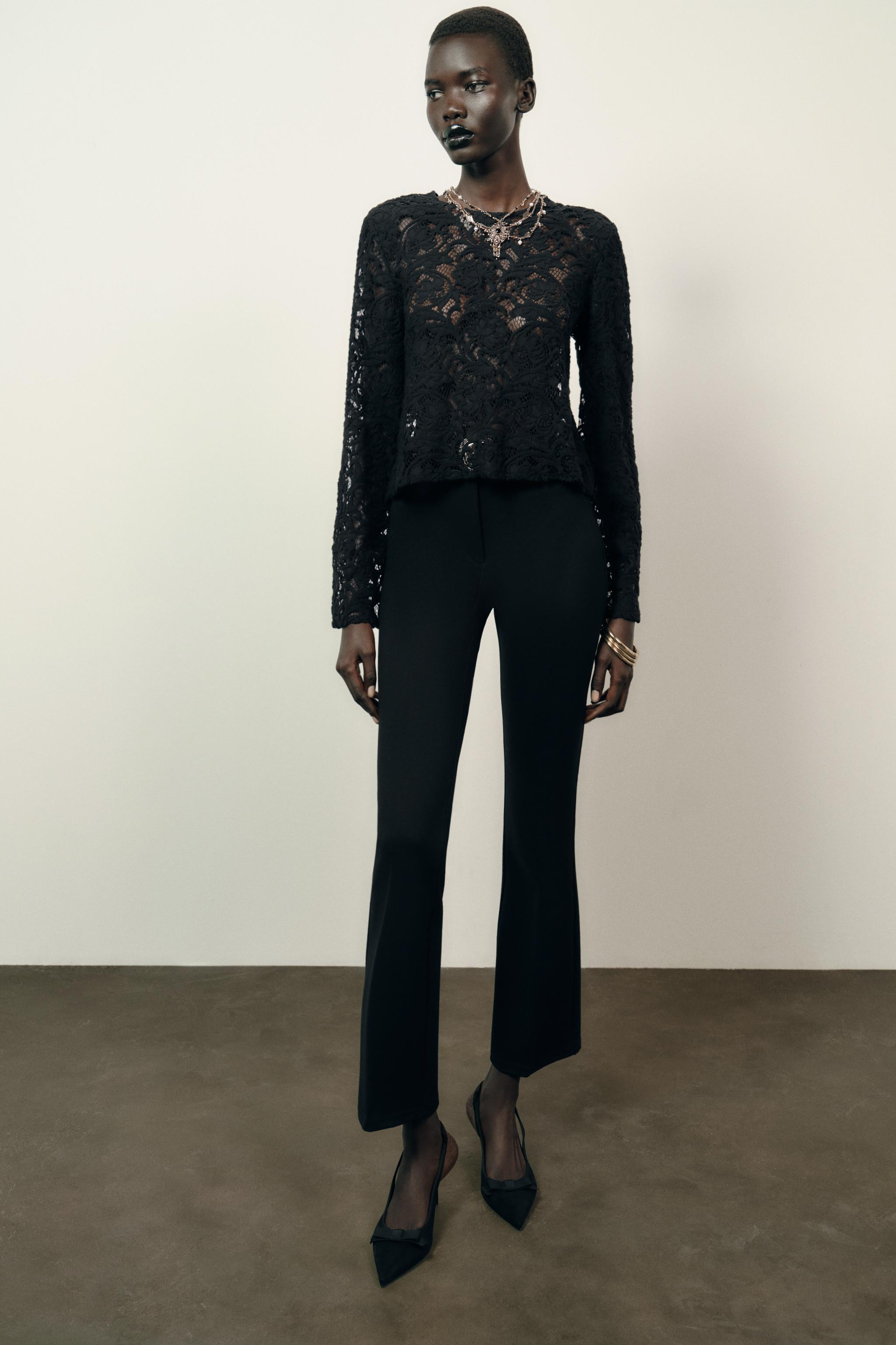 LACE TOP WITH SHOULDER PADS | Zara UK