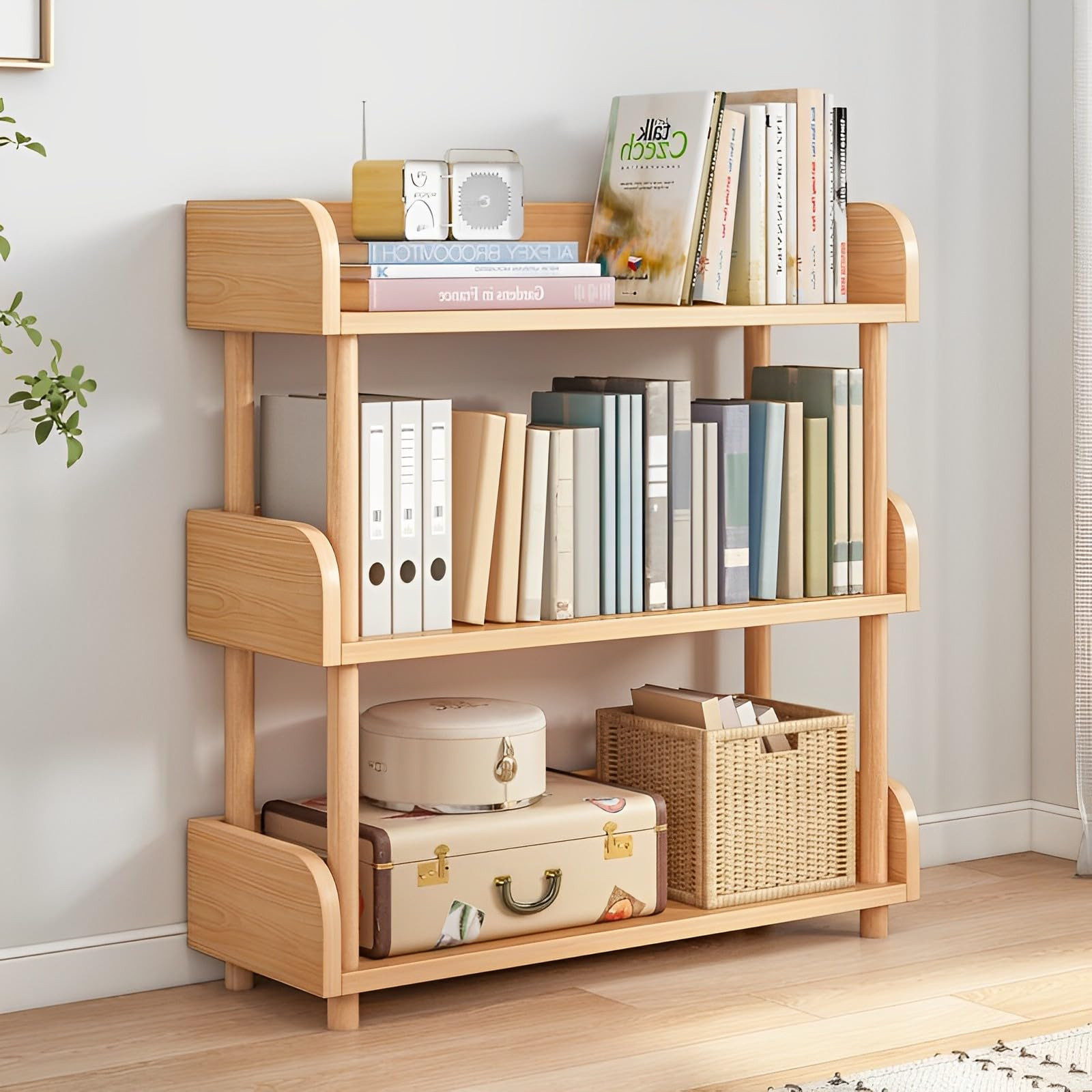 3-Tier Wooden Open Bookcase - Modern Display Bookshelf with Top Edge and Solid Wood Frame for Hom... | Amazon (US)