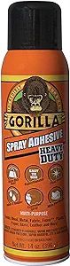 Gorilla Heavy Duty Spray Adhesive, Multipurpose and Repositionable, 14 Ounce, Clear, (Pack of 1) | Amazon (US)
