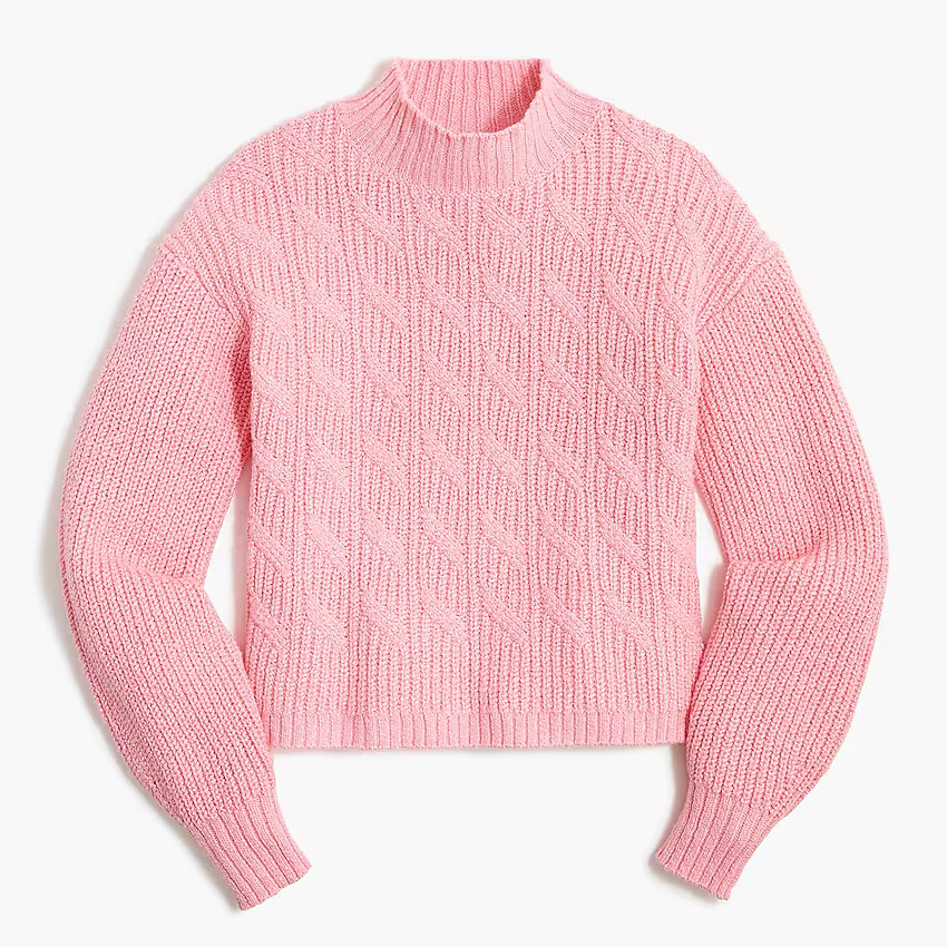 Cotton-blend cable mockneck sweater | J.Crew Factory