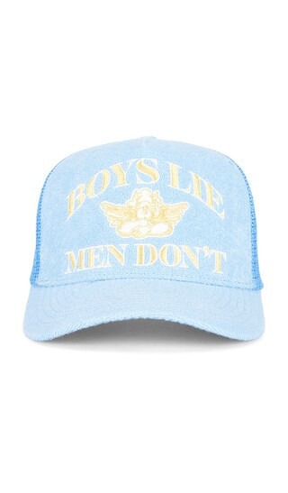 Boys Lie Men Don't Trucker Hat in Baby Blue. | Revolve Clothing (Global)