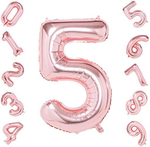 Amazon.com: Rose Gold 5 Balloons,40 Inch Birthday Foil Balloon Party Decorations Supplies Helium ... | Amazon (US)