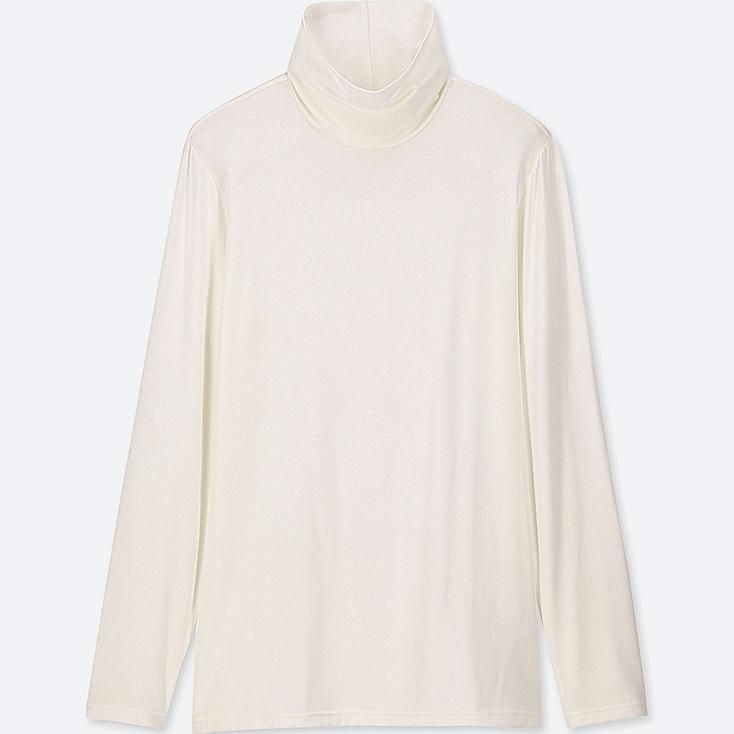 UNIQLO Women's Heattech Turtleneck T-Shirt, Off White, XS | UNIQLO (US)