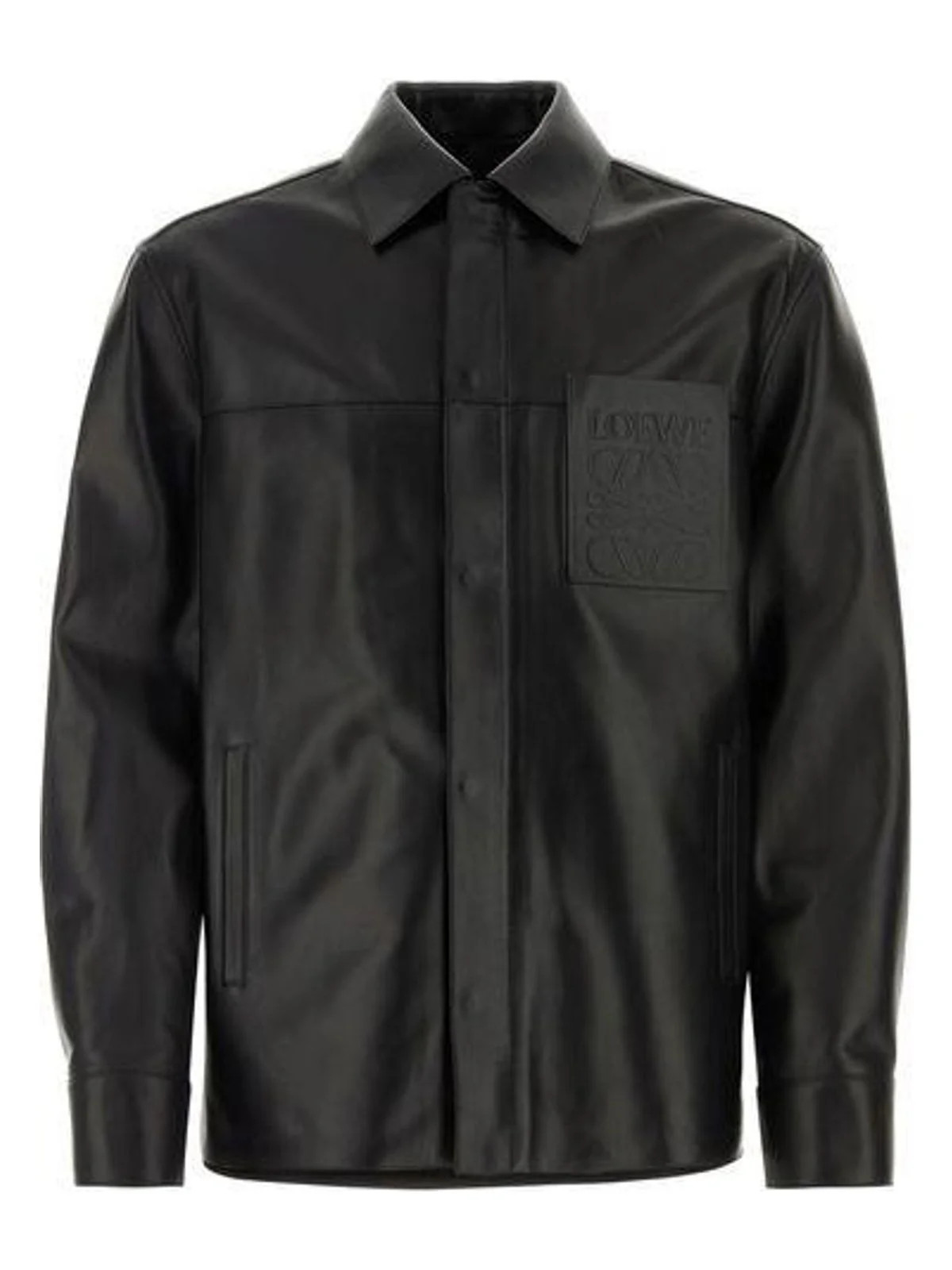 Loewe Men's Leather Overshirt in Black | Size 46 | H526Y34L13 | LOZURI
