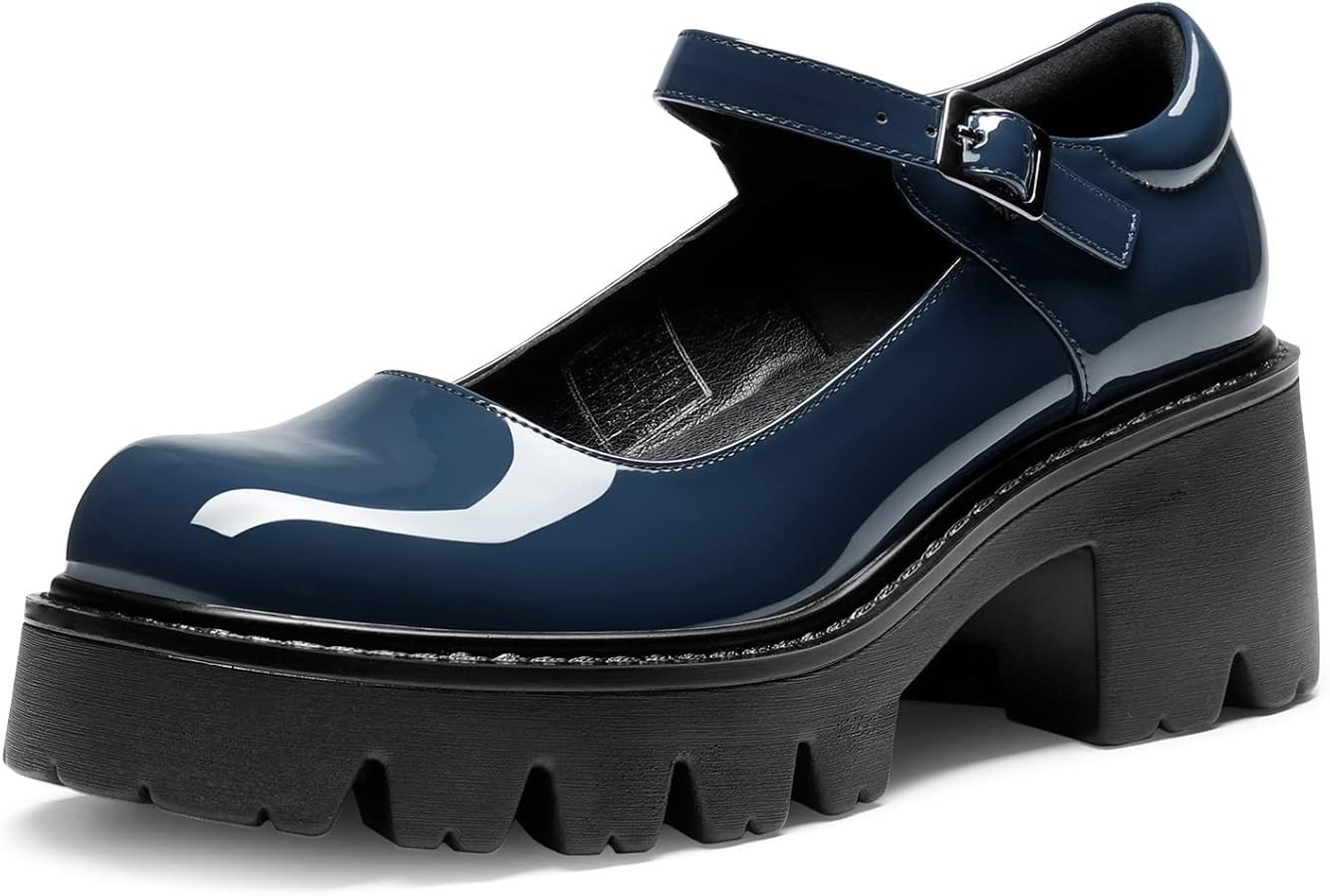 DREAM PAIRS Women's Mary Janes Shoes Platform Dress Low Heel Chunky Pumps Round Toe Ankle Strap P... | Amazon (US)