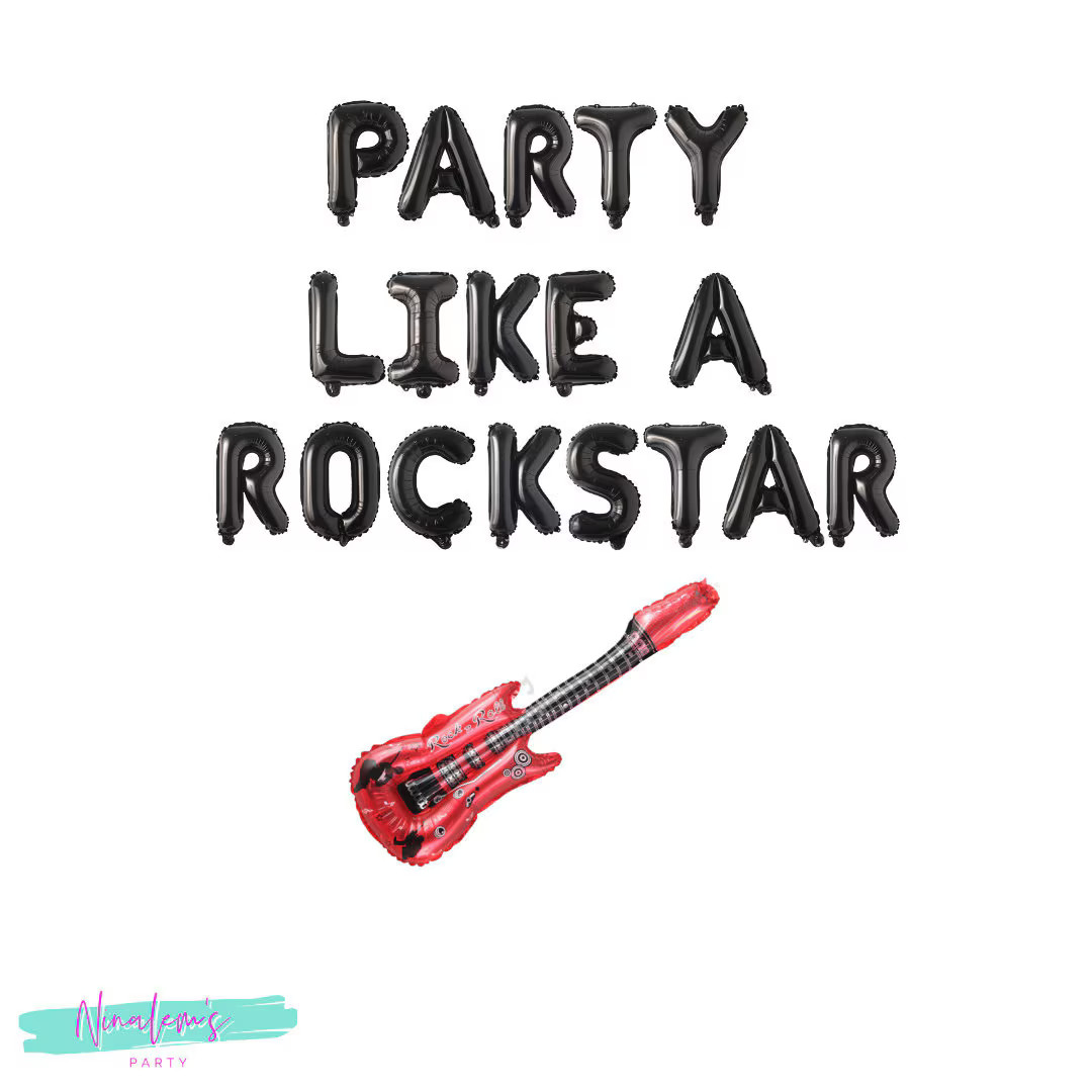 Party Like A Rockstar Balloon Banner, Music Theme Party, Guitar Balloon, Band Party, Rock Instrum... | Etsy (US)