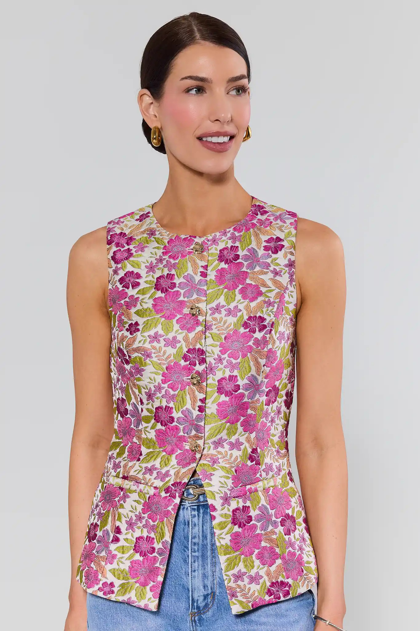 Ellison Purple Floral Button Up Top | Avara