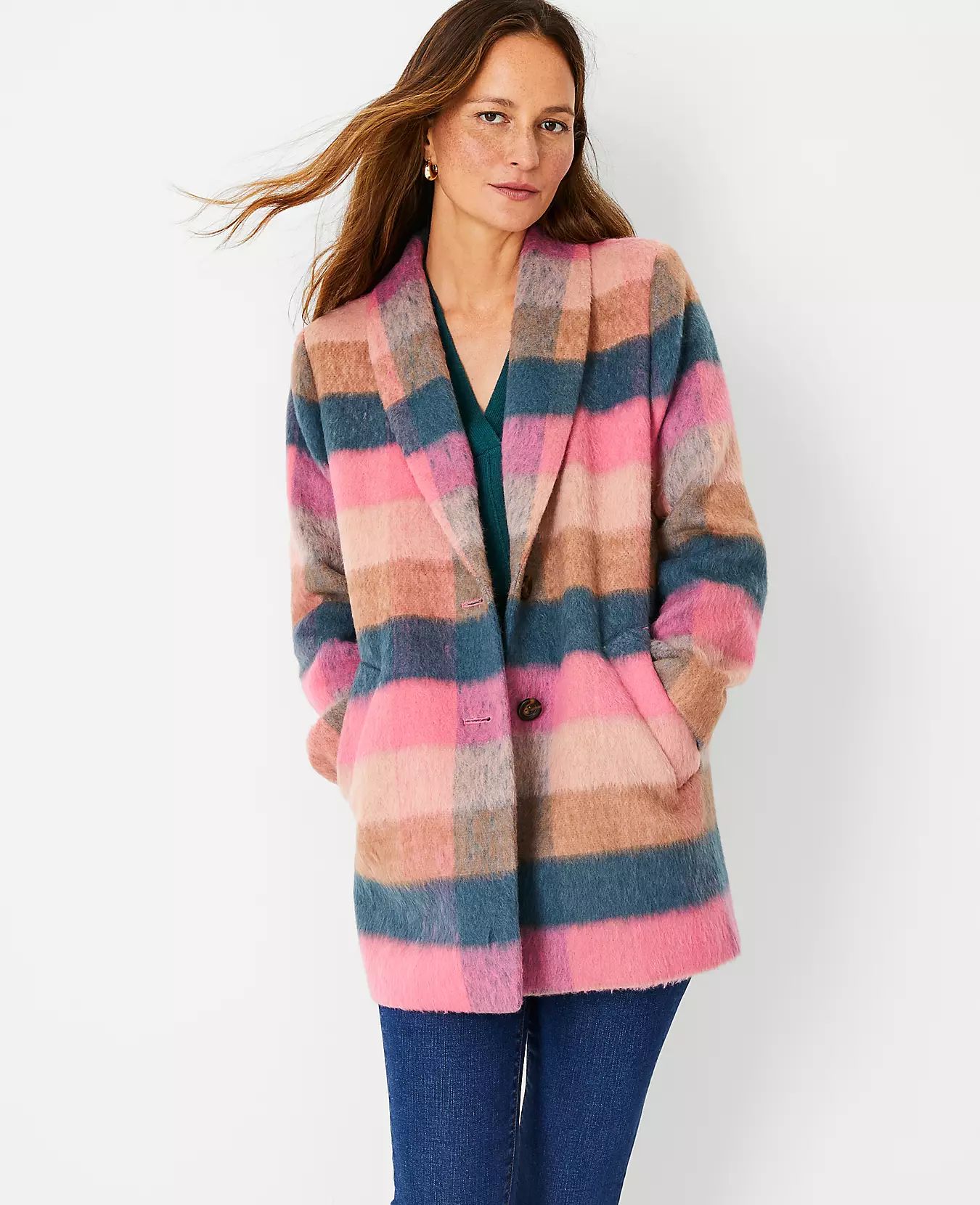 Checked Boucle Cocoon Coat | Ann Taylor (US)