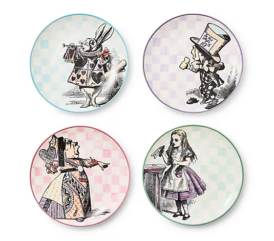 MacKenzie- Childs Alice in Wonderland Set of 4 Plates - QVC.com | QVC