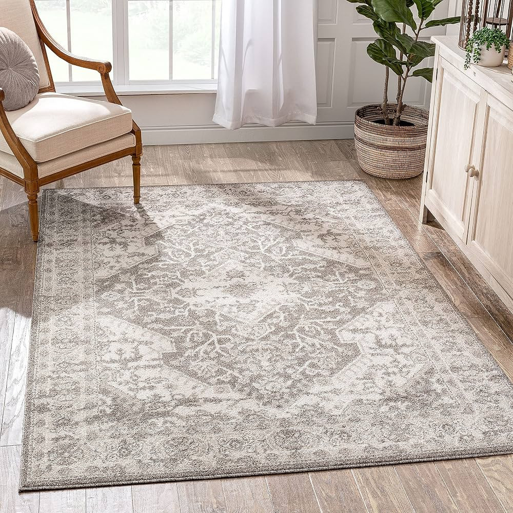 Well Woven Monzala Brown Floral Medallion Area Rug 5'3" x 7'3" | Amazon (US)