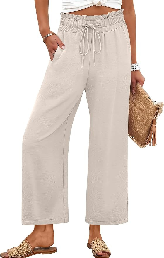 ANRABESS Palazzo Pants for Women Summer Casual Flowy High Waist Wide Leg Capri Pants 2026 Loose L... | Amazon (US)