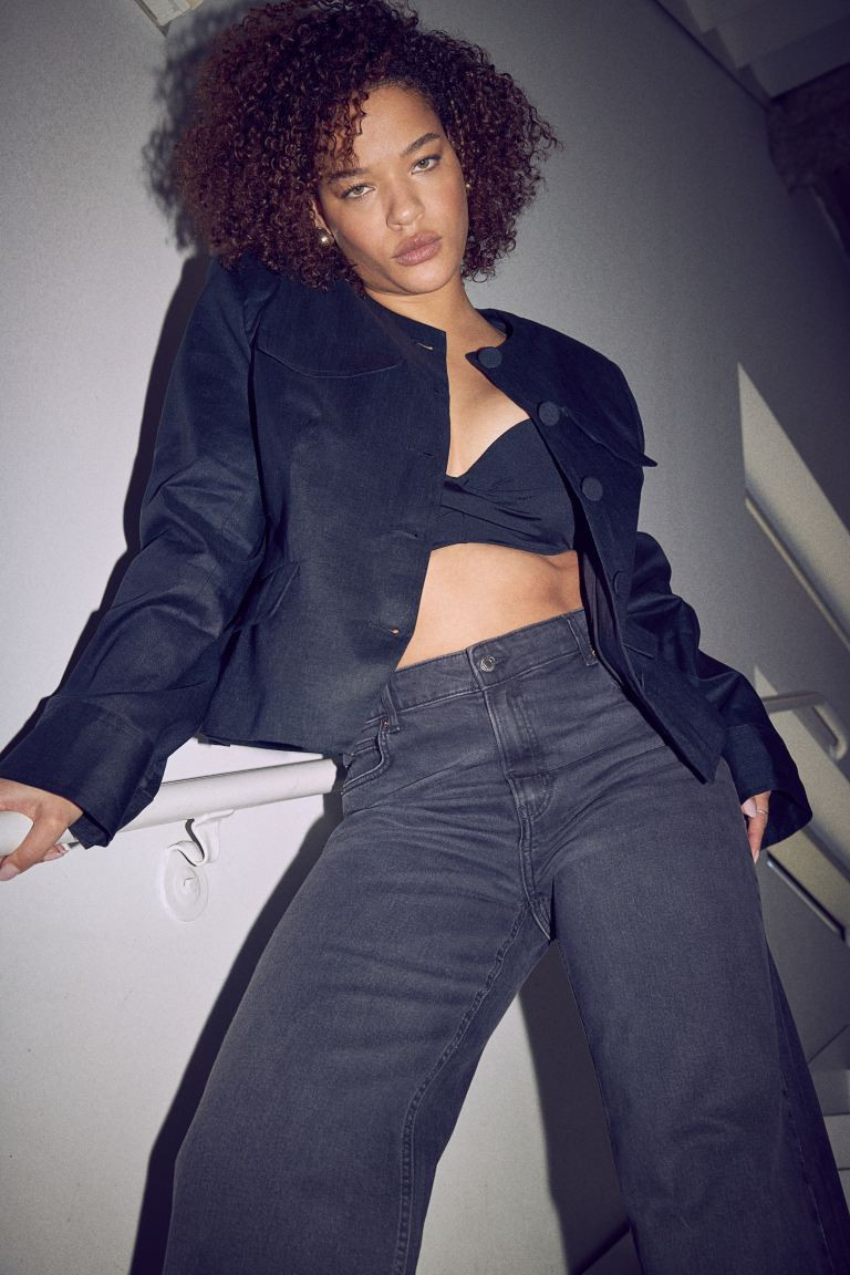 Wide High Ankle Jeans - Dark denim gray - Ladies | H&M US | H&M (US + CA)