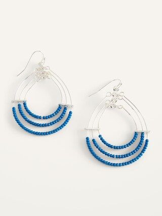 Silver-Toned Layered-Wire Beaded Hoop Earrings for Women | Old Navy (US)