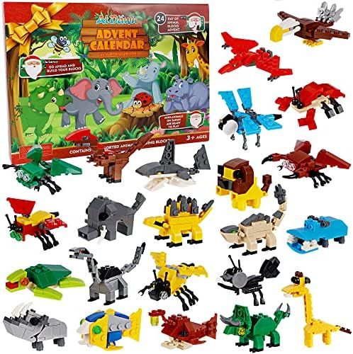 ATDAWN Advent Calendar 2021 with 24 Animal Figure Building Blocks for Boys, Kids and Teenager, Ch... | Amazon (US)