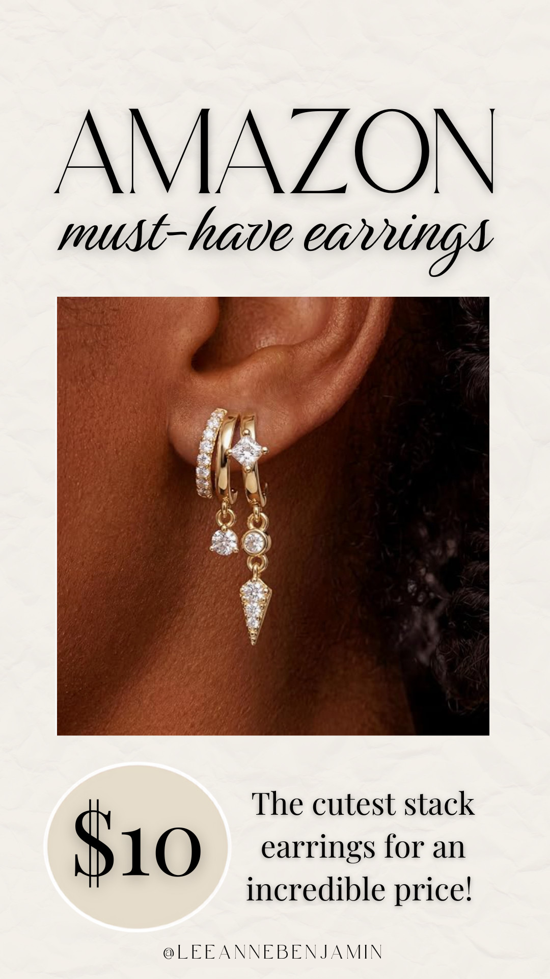 The cutest triple stack earring for an incredible price!  

 #LTKootd #LTKOver40 #LTKBeauty