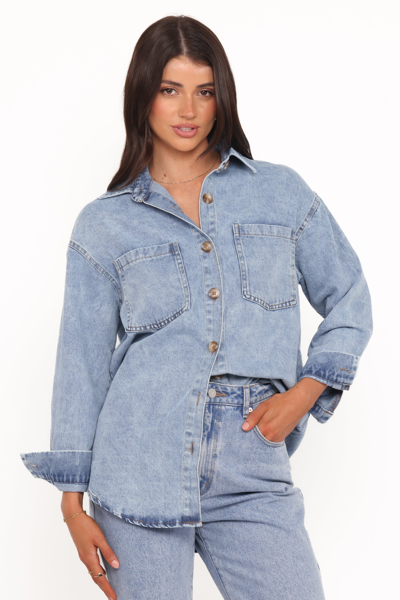 Anicia Denim Shirt - Light | Petal & Pup (US)