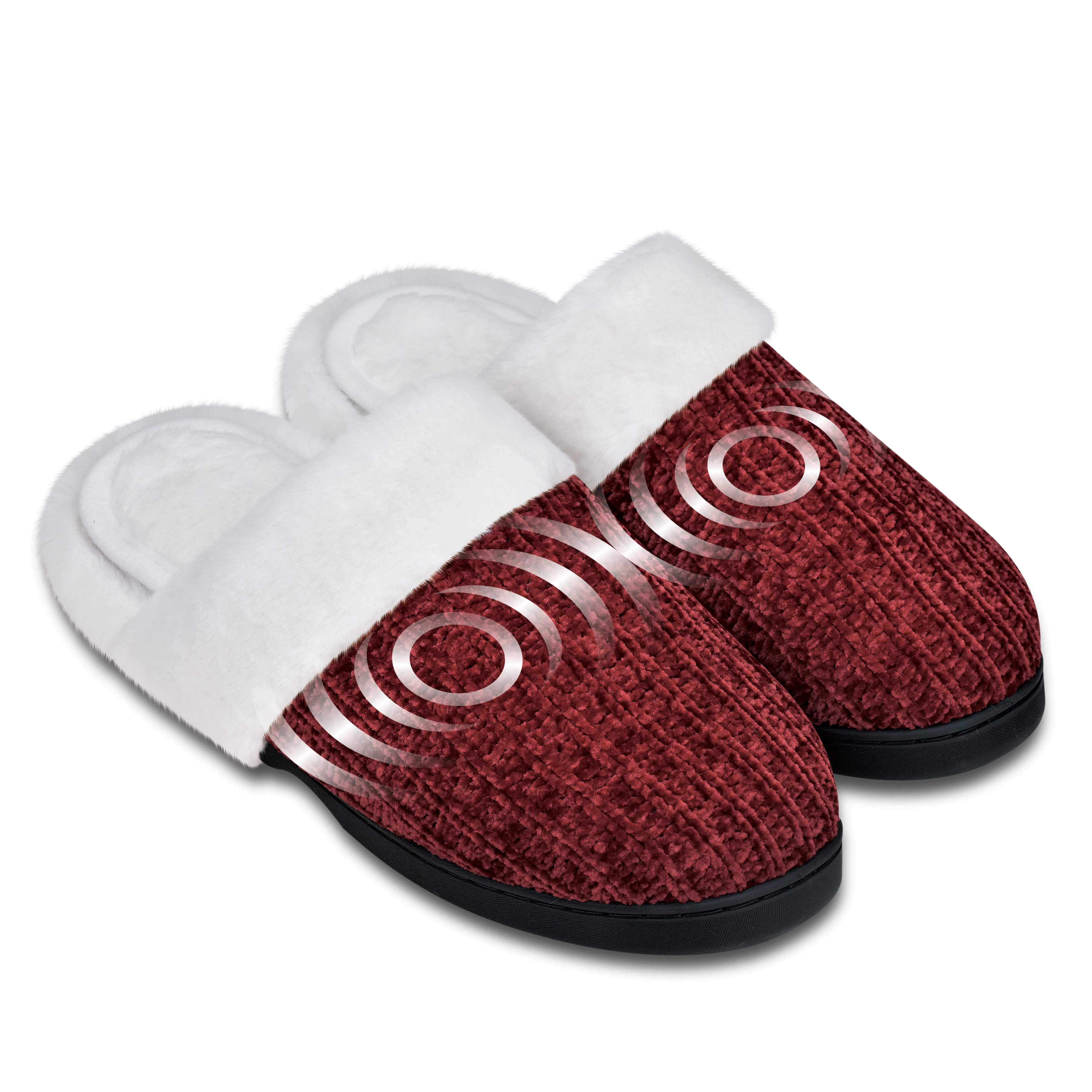 Health Touch Massager Slippers with Comfort Plush Lining, One Size Fits Most, Foot Massager - Red | Walmart (US)