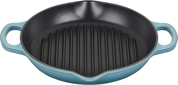 Le Creuset Enameled Cast Iron Signature Deep Round Grill, 9.75", Caribbean | Amazon (US)
