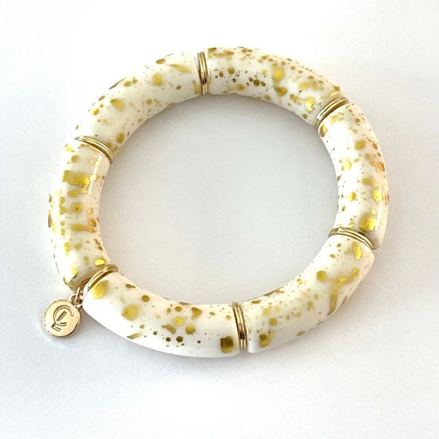 Palm Beach Bracelet Thick Vanilla/Gold Spatter | Caryn Lawn