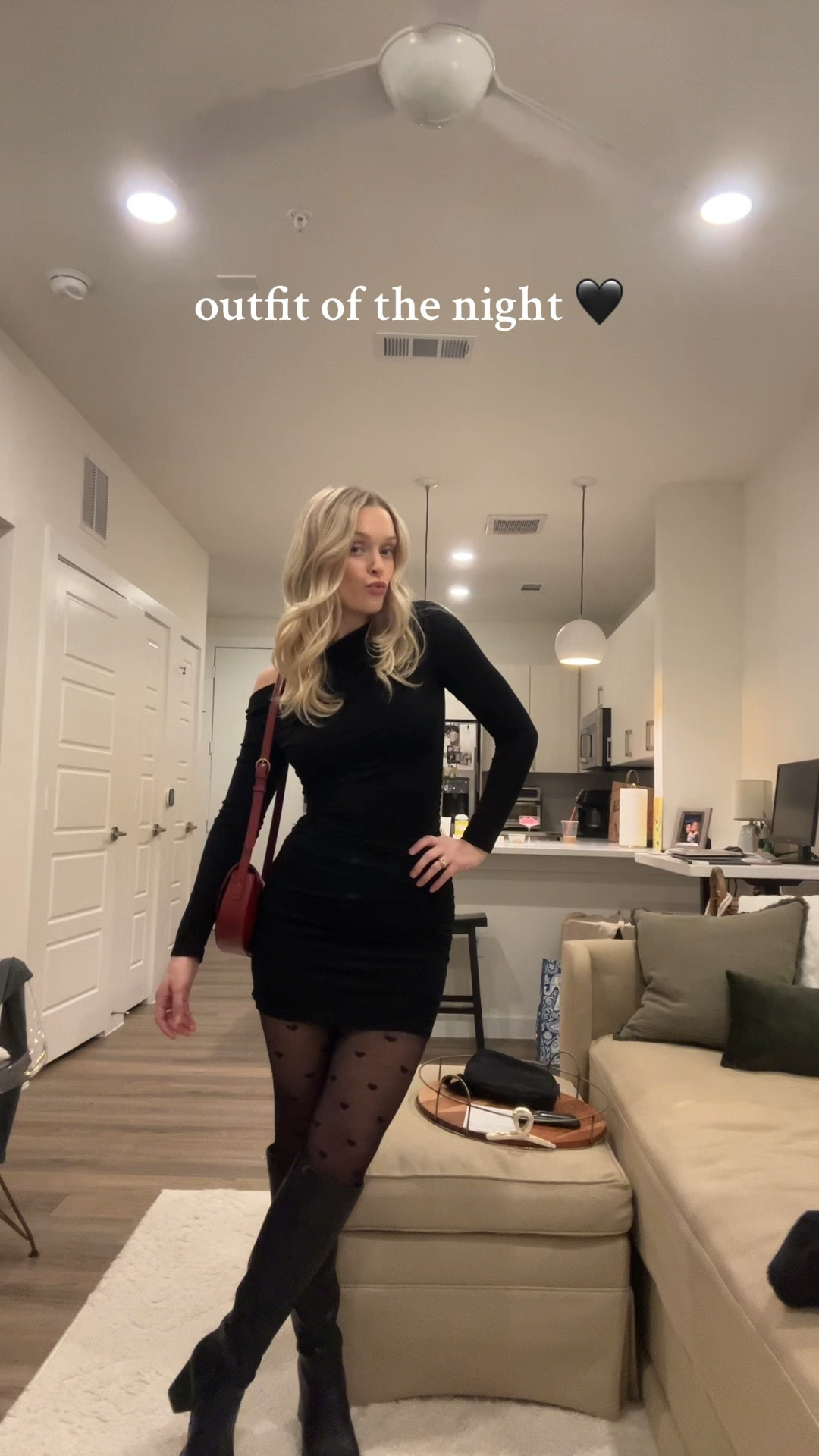 All black winter outfit | black dress, black tights, black fur coat, black knee high boots 

#LTKSeasonal #LTKfindsunder100