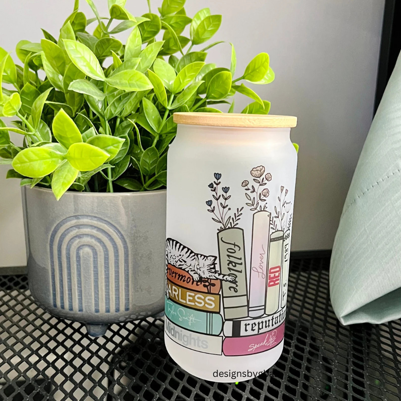 Karma Frosted Glass Can 18oz Swiftie Glass Cup Iced Coffee - Etsy | Etsy (US)