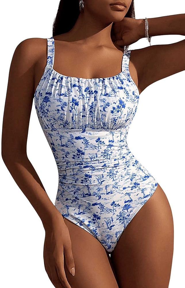 Women's Boho Floral Print One Piece Swimsuit Y2K Bathing Suits Swimwear Beachwear | Amazon (US)
