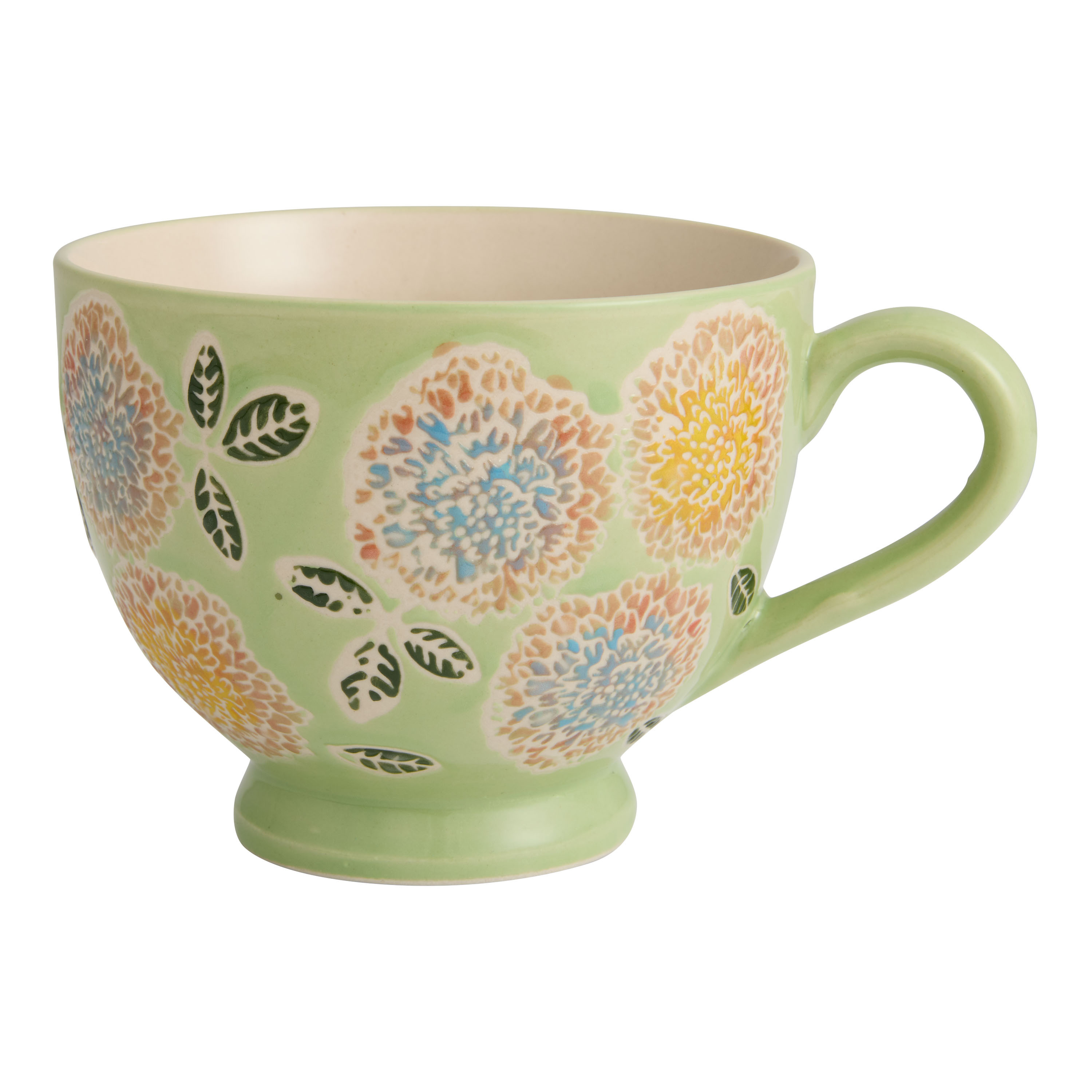 Mint Green and Purple Hydrangea Hand Stamped Ceramic Mug | World Market