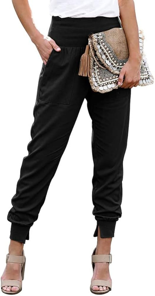 Dokotoo Womens Fashion Casual Drawstring Elastic Waist Cotton Jogging Jogger Pants with Pockets | Amazon (US)