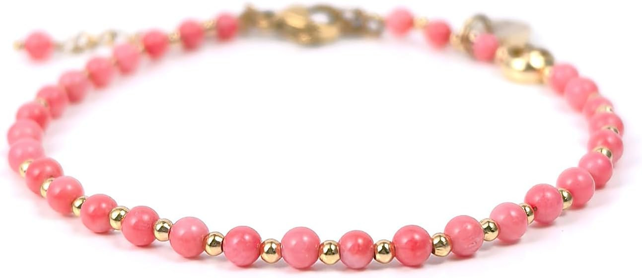 Morchic 3mm Natural Gemstone Beaded Bracelet for Women, Dainty Tiny Charm Jewelry, Adjustable 7.1... | Amazon (US)