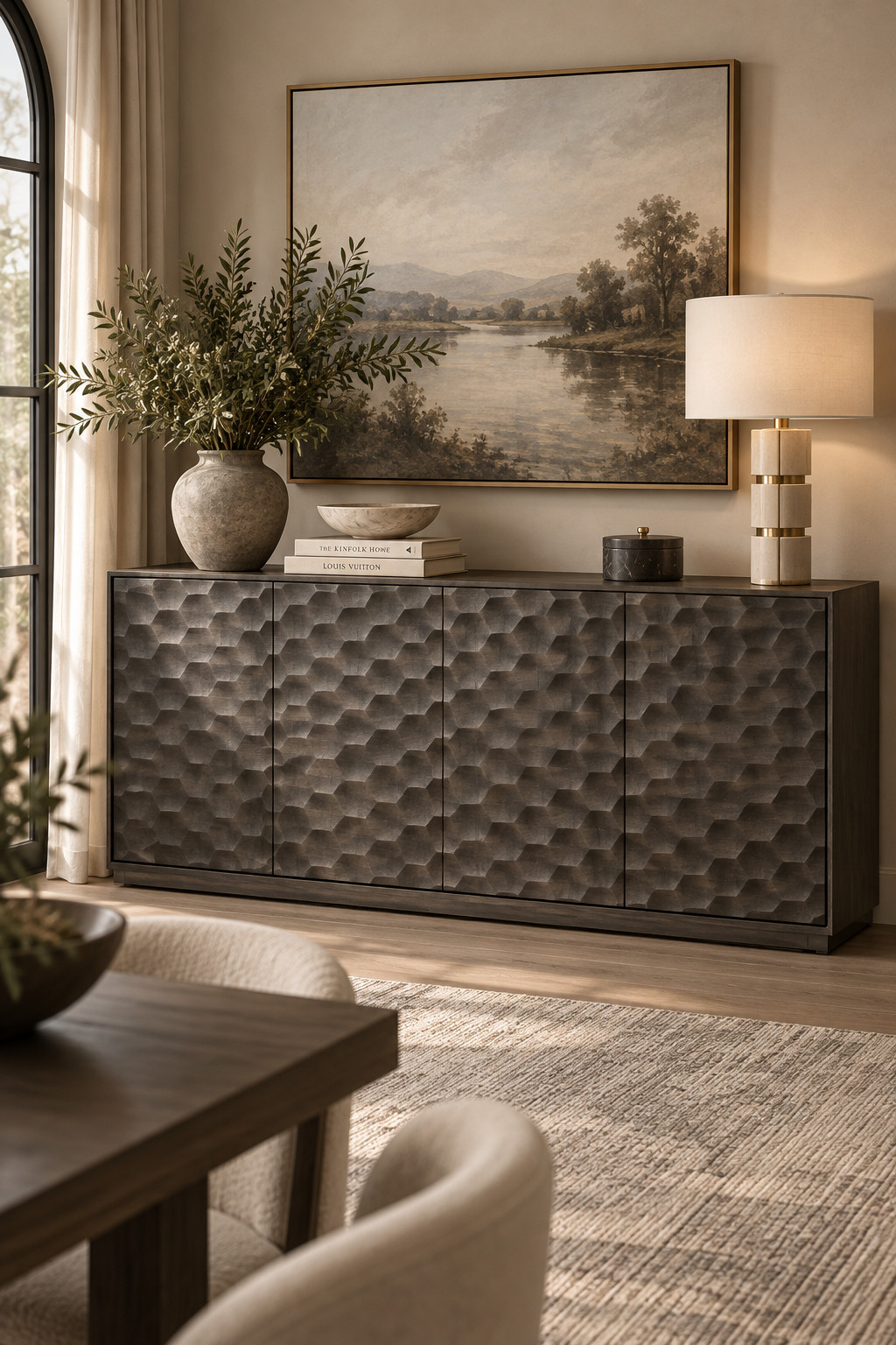 This dark textured sideboard looks seriously designer. The dimensional front gives it so much depth while the moody charcoal finish keeps it sleek enough for modern and luxury interiors. Perfect for dinnerware, barware, serving pieces, or extra storage. Part of the Wayfair Warehouse Sale — up to 60% off! #MakassarSideboard #WayfairFinds #ModernLuxury #DarkWoodFurniture #DiningRoomSideboard #BuffetCabinet #FurnitureDeals 

 #LTKSeasonal #LTKHome #LTKSaleAlert