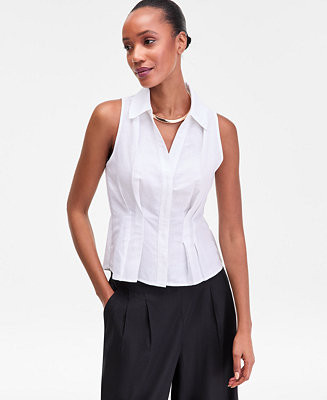 I.N.C. International Concepts Women's Sleeveless Collared Linen Button-Down Shirt, Macy's Exclusi... | Macy's