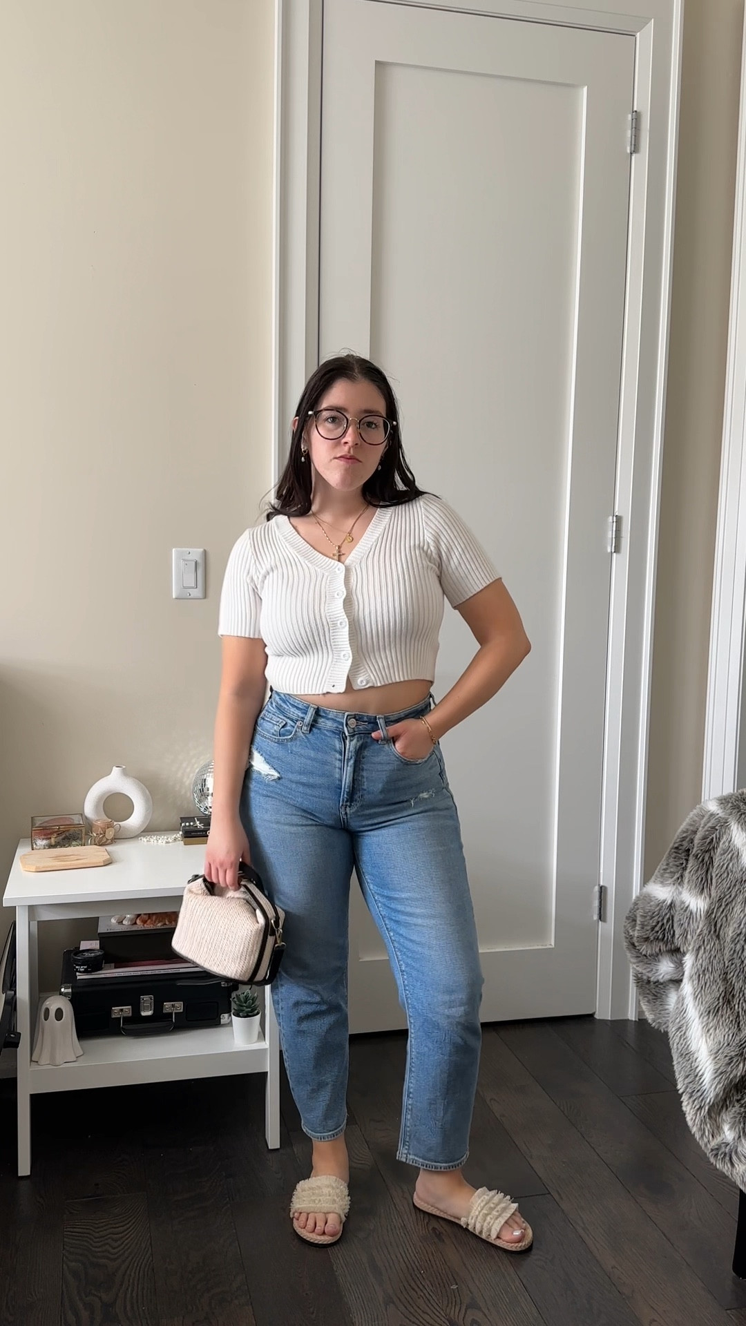 easy outfit for Sunday brunch 🌸✨ 

simple casual outfit with jeans, white cardigan, Pinterest outfit, spring outfit, how to style, summer outfit, jeans outfit, white button cardigan, knits for summer, straw bag 

#LTKsummer #LTKstyletip
